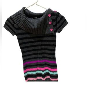 Beautiful and Stylish grey multi-colored striped sweater dress